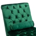 thumbnail image 5 of Velvet Chaise Lounge Chair, Modern Accent Sofa with Waist Pillow and Tufted Backrest, Sleeper Leisure Single Sofa Couch with Acrylic Feet for Living Room Bedroom Office Apartment, Emerald, 5 of 7