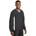 thumbnail image 4 of Sport-Tek Tipped V Neck Raglan Wind Shirt-L (Graphite Grey/ White), 4 of 6