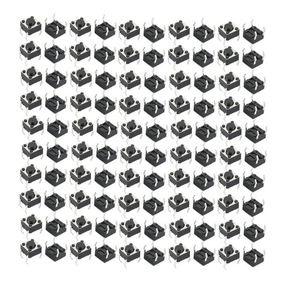 100xMomentary Tact Tactile Push Button Switch 4 Pin DIP Through Hole 6x6x4.5mm