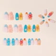 thumbnail image 5 of ONLYEOR Summer Pond Press On Nails, Cat Eye with 3D Carved Flower Design, Handmade Wearable Nail Art 30pcs, 5 of 6