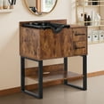 thumbnail image 4 of BarberPub Modern Salon Backwash Station with Bowl, Shampoo Cabinet with Sink, Rustic Brown, 4 of 10