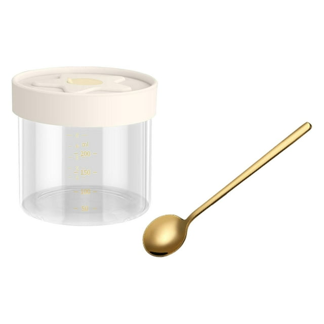 Recipiente transparente para almacenar alimentos, recipiente de almacenamiento, frasco organizador de boca ancha con 200ml con cuchara