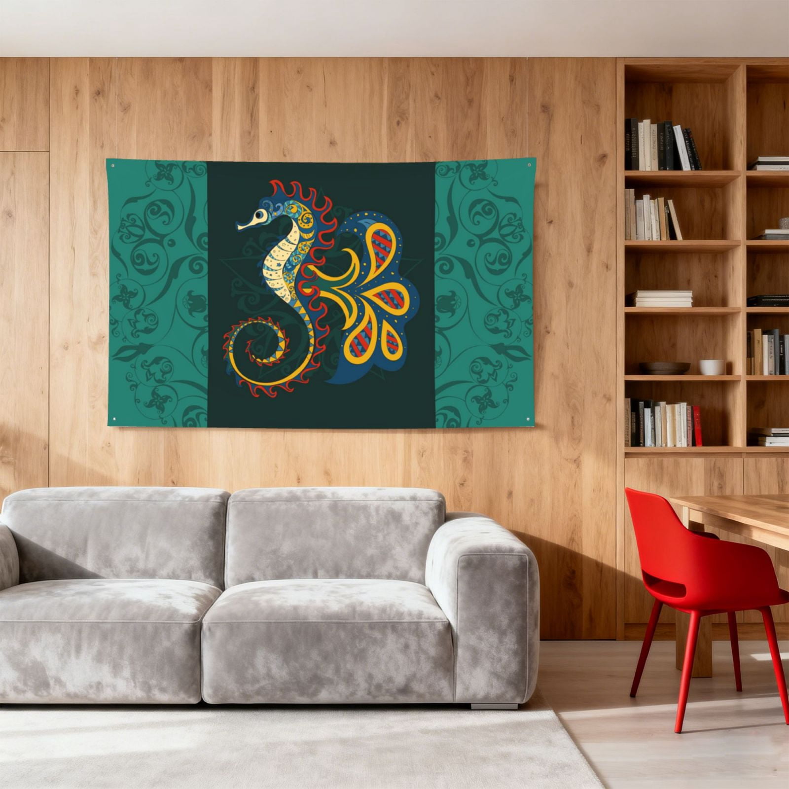 Seahorse Arts Sea Horse Hippocampus Four Hole Decorated Banner Flag for Garden Yard Home Decoration Indoor Outdoor 4x6 Ft