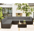 thumbnail image 6 of Danrelax 7-Piece Outdoor Sectional Sofa Patio Conversation Set, PE Rattan Wicker Furniture, Steel Frame, Dark Grey Cushion/ Black Rattan, 6 of 6