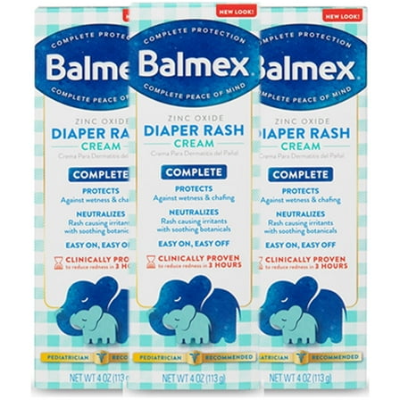 Pack of 3 - Balmex Complete Protection Baby Diaper Rash Cream, 4 oz