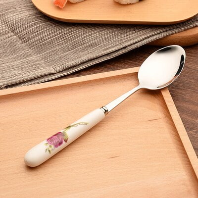 Vajilla occidental de acero inoxidable con mango de cerámica, juego de cuchillos de cocina, tenedor y cuchara, 1 unidad Fivean unisex