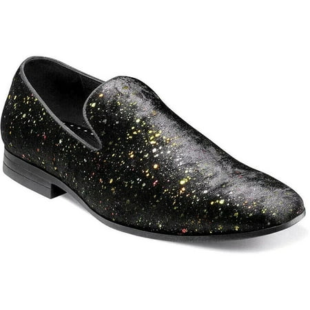 

Mens Stacy Adams Stellar Plain Toe Glitter Slip On Shoes Black 25534-001
