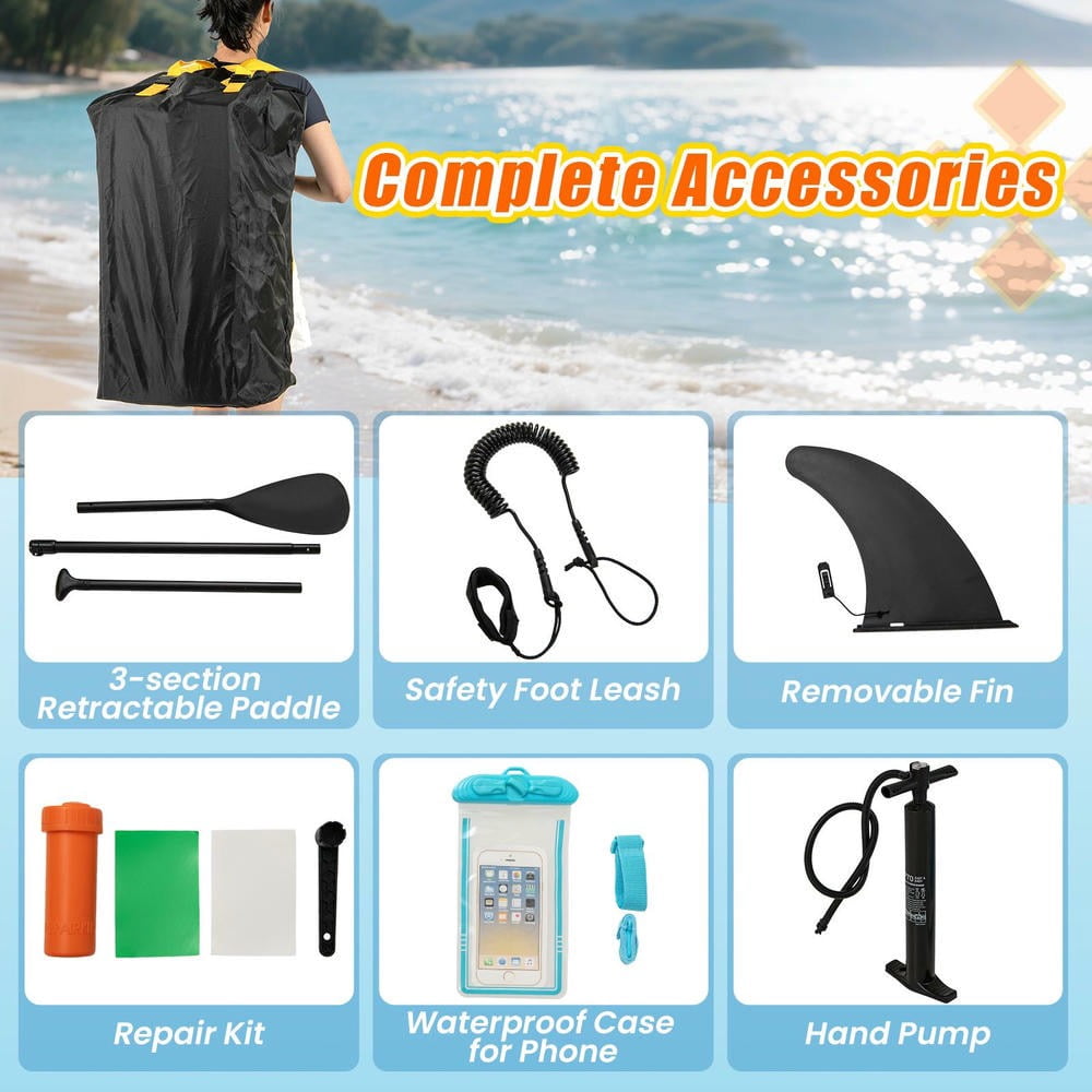 YYAo 11 Feet Inflatable Surfboard Surf Board with Accessories and Repair Kit, Beginner Surfboard for Youth Adults, Green