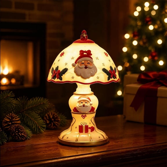 Darzheoy Christmas Santa Claus Night Light, Handcrafted Resin Vintage Table Lamp, Holiday Shelf Decor, Christmas Decorations Indoor for Bedroom Bookshelf Desk