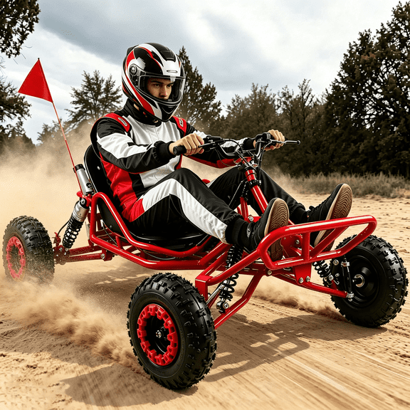 STICCIO 63.3CC Gas Go Kart, 2.2HP 2-Stroke Off-Road Buggy with Suspension, 25MPH for Ages 12