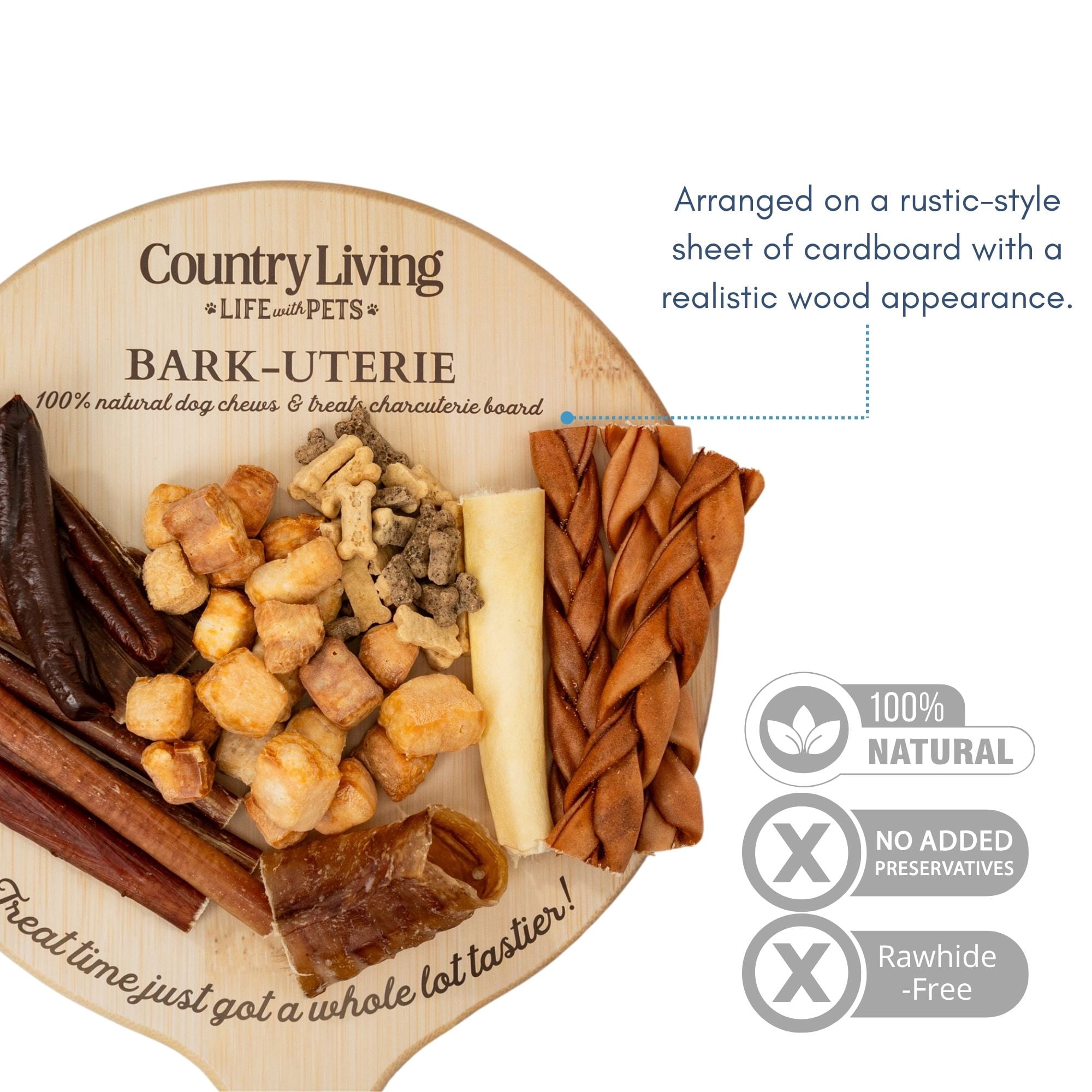 Country Living Bark-Uterie Board – Charcuterie-Inspired Natural Dog Treats Variety
