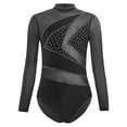 thumbnail image 3 of TTAO Kids Girls Mesh Long Sleeve Gymnastics Figure Skating Leotard Sparkly Rhinestone Ballet Dance Unitards Black 10, 3 of 5