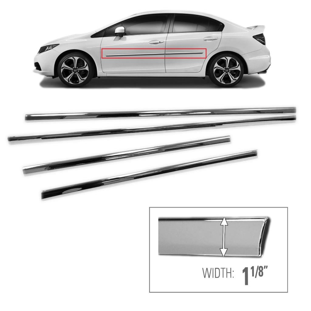 Sizver Chrome Side Skirt Trim For 20122015 Honda Civic 4 Door Sedan