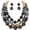 Black Set, variant on 3 Layer Chunky Statement Beaded Necklace and Earrings Set, Fashion Multi Layer Women Collar Necklace Jewelry Set (NK-10625-Pink Red Set)