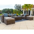 thumbnail image 3 of Tuscany 6-Piece M Resin Wicker Outdoor Patio Furniture Lounge Sofa Set in Brown w/ Loveseat, Two Armchairs, Two Ottomans, and Coffee Table (Half-Round Brown Wicker, Polyester Light Gray), 3 of 7
