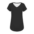 thumbnail image 2 of Women's V Neck Cap Sleeve Top Side Ruched Detail Stretchy Soft Tshirt Feminine Slim Fit Casual Summer Blouse, 2 of 7
