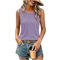 thumbnail image 2 of ClodeEU Women's Twist Back Knot Split Sleeveless Tank Top,Casual Solid Color Blouse for Summer Purple,Women's Plus M, 2 of 7
