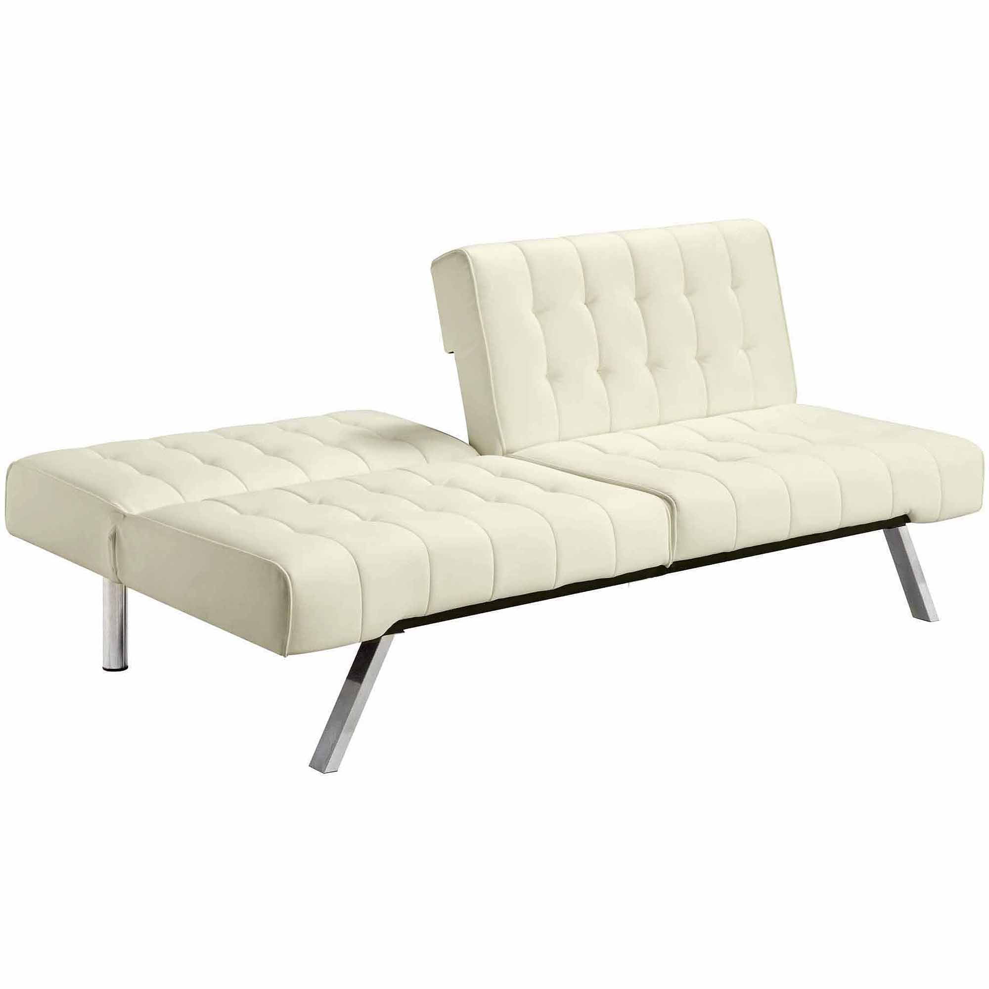 Dhp Emily Convertible Tufted Futon Sofa Vanilla Faux Leather Walmart Com Walmart Com