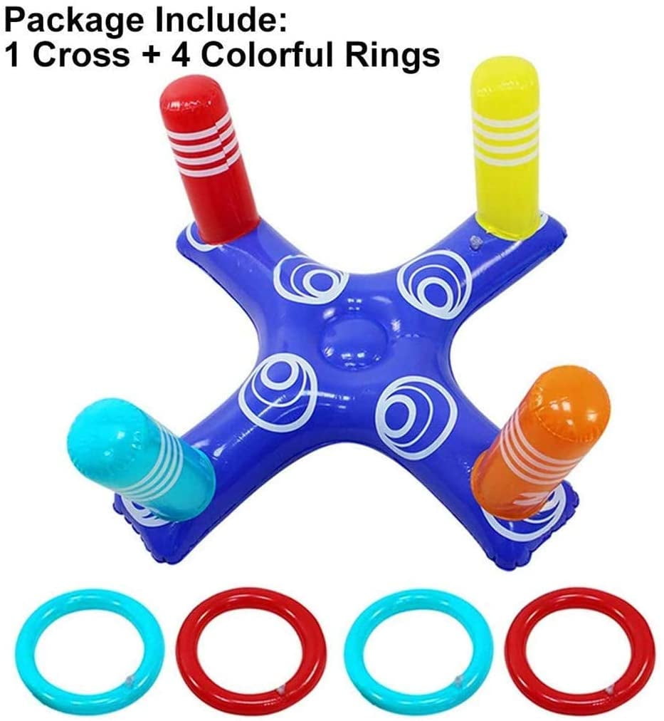 Inflatable Pool Ring Toss Pool Game Toys Floating Swimming Pool Ring with 6 Pcs Rings for Multiplayer Water Pool Game Kid Family Pool Toys & Water Fun Beach Floats Outdoor Play Party for Adults 
