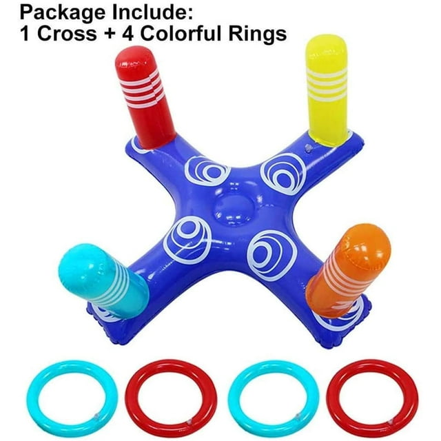 Inflatable Rings Toss Pool Game with 4 Rings, Pool Party Game for Kids