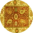 thumbnail image 1 of Ahgly Company Indoor Round Oriental Yellow Traditional Area Rugs, 7' Round, 1 of 4