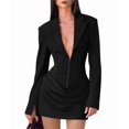 thumbnail image 2 of Women'S Knit Bodycon Dress Long Sleeve V Neck Bodycon Sheath Dress Elegant Party Mini Dress Black L, 2 of 9