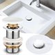 thumbnail image 2 of Basin Drain Without Overflow, Pop-up Drain for Basin Basin Drain with Ceramic Lid White Drain Plug Brass Basin Plug, 2 of 5