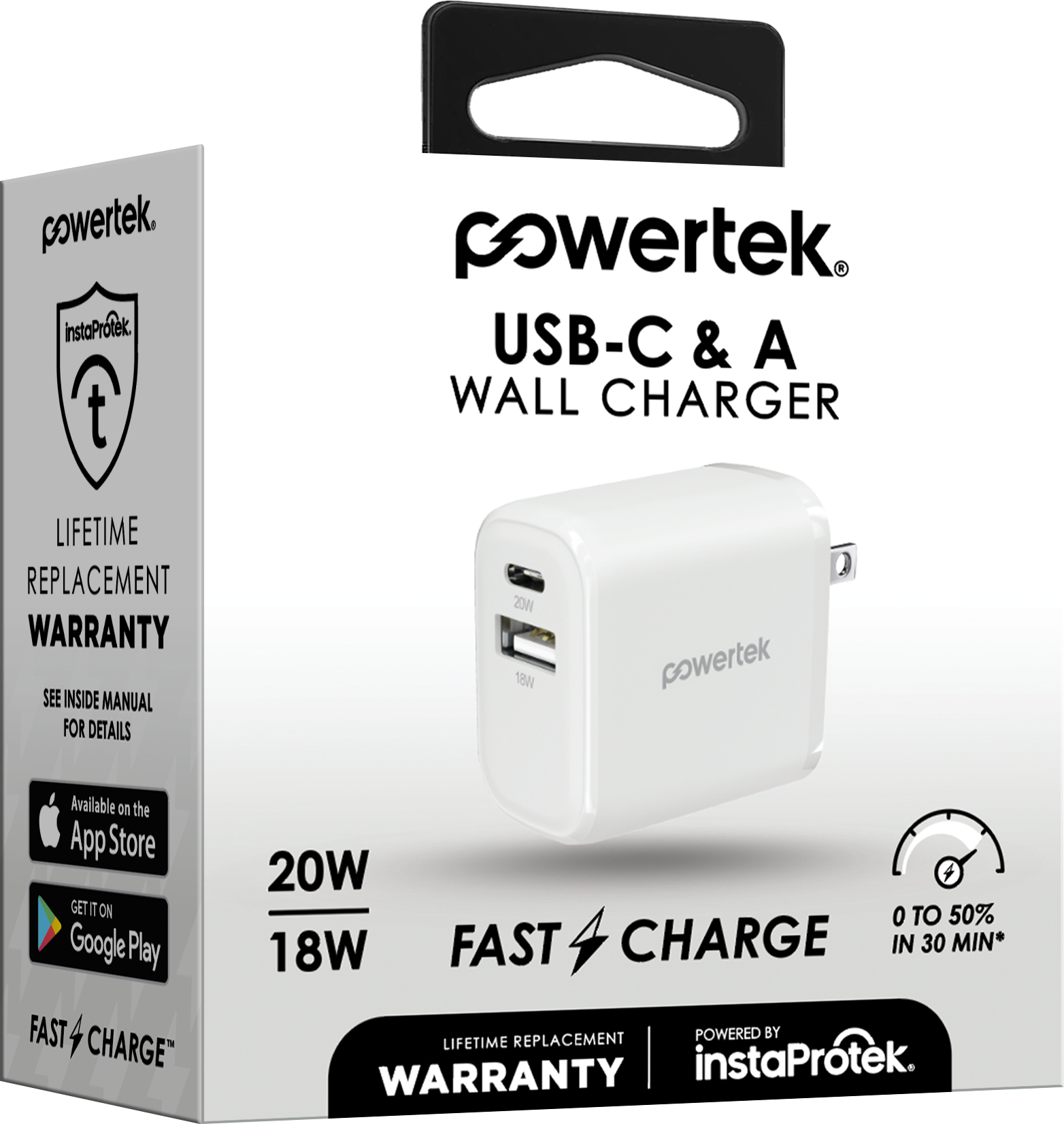 Liquipel Powertek 20W A/C Combo Wall Charger Woven - White