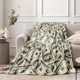 thumbnail image 2 of 1pc Dollar Print Flannel Blanket, Soft And Comfortable, Suitable For Nap, Office, School, Family, Picnic, Travel And Gift, 2 of 5