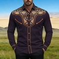 thumbnail image 2 of CONZONE Mens Western Cowboy Shirts Long Sleeve Buttons Down Shirts for Men Trendy Graphic Lapel Soft Lightweight Tops, 2 of 5