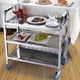 thumbnail image 1 of Catering Carro Cocina Carrito de Servicio con Ruedas 3, Diseño Industrial, Carrito de cocina, Carro de acero inoxidable con freno, para hotel, cocina esquí esquí Gafas de esquí, 1 of 5