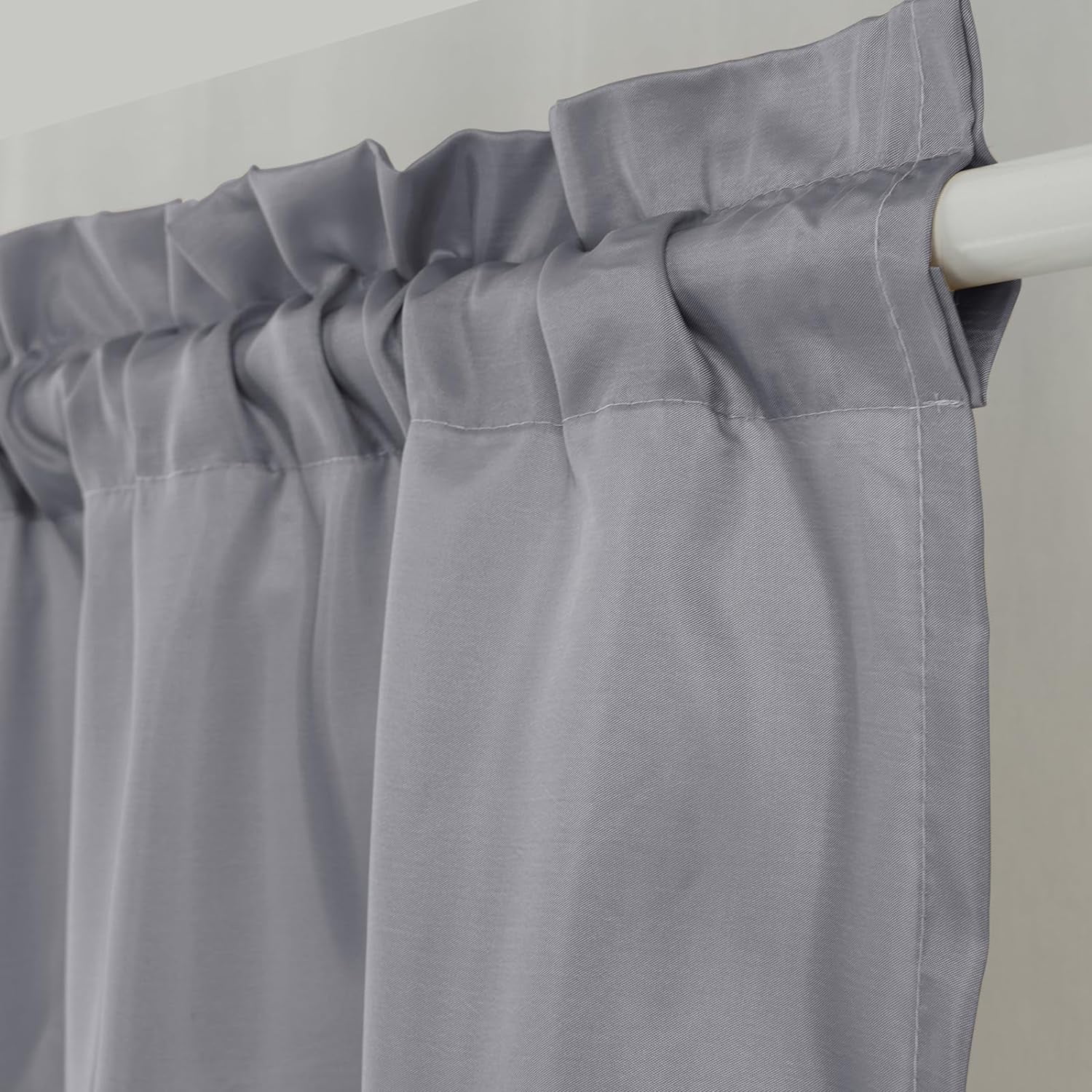 Nvzi Luxury Beaded Triangle Curtain Valances 3 Panels for Living Room Bathroom Cafe Laundry Basement Rod Pocket Half Blackout Short Window Valance Curtains (Grey,51"x23")