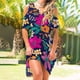thumbnail image 2 of Moda mujer verano casual manga corta hombro frío hueco v-cuello impreso hueco vestido Fridja qw3972, 2 of 5