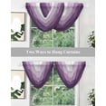thumbnail image 4 of Purple Ombre Sheer Waterfall Valance Curtains for Window, Farmhouse Vintage Wooden Striped Rod Pocket Sheer Topper Swag Curtains for Living Room, Kitchen 38.5"W x 47.2"L, 1 Panel, 4 of 7