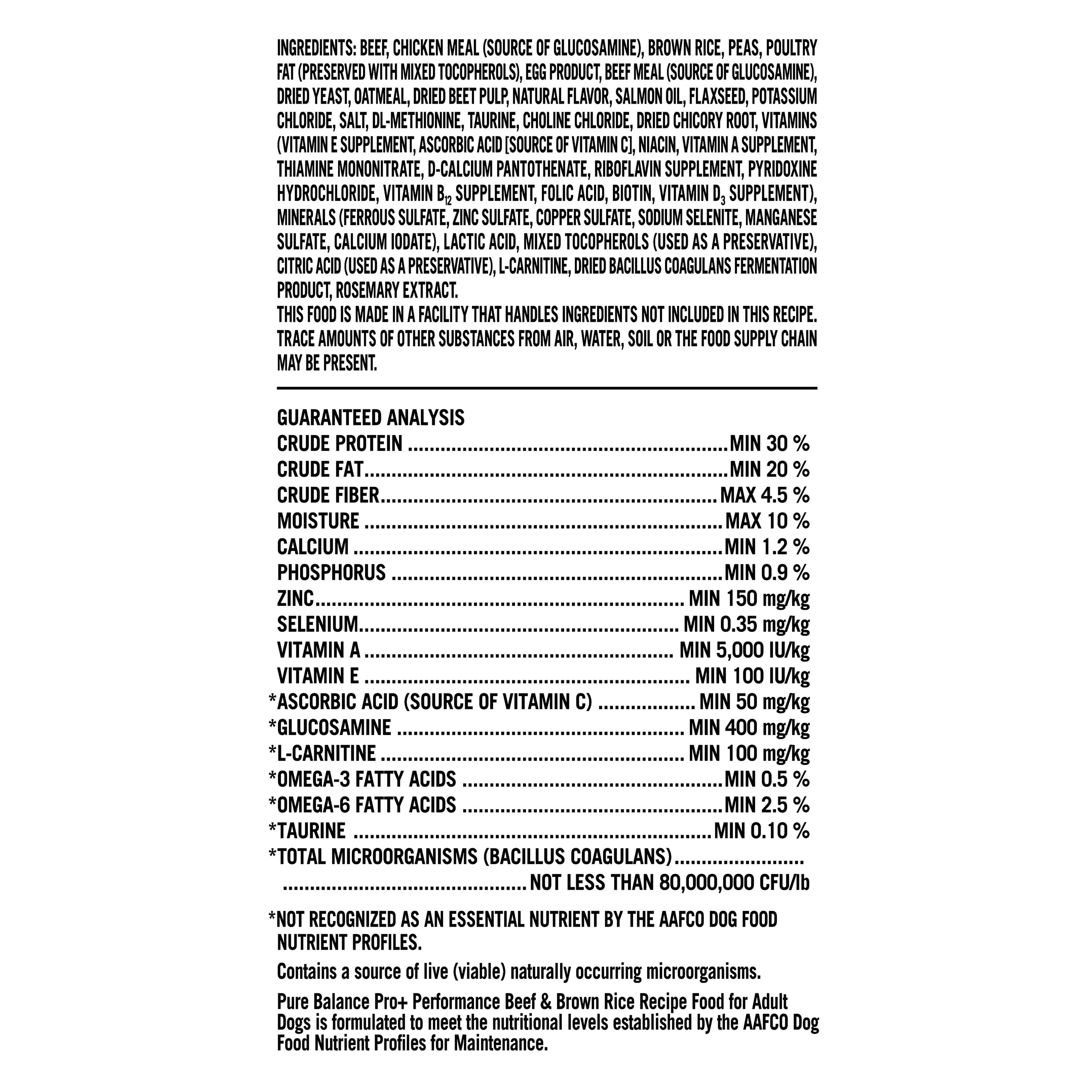 Pure Balance Pro+ Performance Beef & Brown Rice Recipe Dry Dog Food, 16 lbs