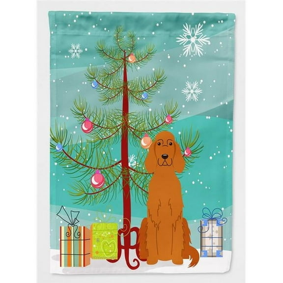 Carolines Treasures BB4189GF Merry Christmas Tree Irish Setter Flag Garden Size