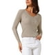 thumbnail image 4 of INSPIRAR CHIC Blusa de Mujer Otoño Invierno de Manga Larga Cuello en V Elegante Tejido Acanalado Talla L Caqui, 4 of 6