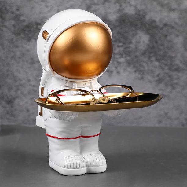 de joyería, bandeja de anillos, figurita de astronauti, bandeja de almacenamiento, esculturas de astronauti de resina, estatua, llavero, organiz Blanco Grande BLESIY Bandeja de almacenamiento de resina