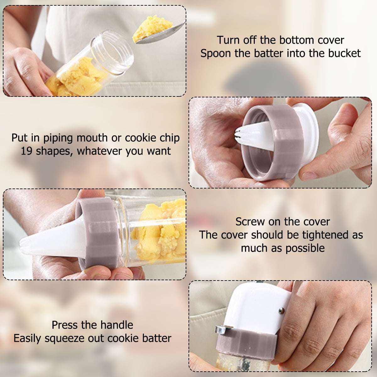 Tcwhniev Cookie Press,Cookie Maker,Cookie Gun,Cookie Press Gun Kit,Stainless Steel Biscuit Maker Churro Maker Cookie Press Machine with 13 Cookie Discs 6 Icing Nozzles for Baking