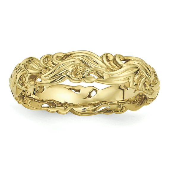 Sterling Silver Gold-Plated Carved Band