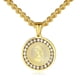 thumbnail image 1 of Colgante de acero de titanio con circonitas de la Virgen María, collar redondo de acero inoxidable dorado y plateado, 1 of 5