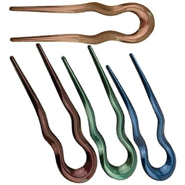 FELTECHELECTR U Shaped Hair Forks Pc Blue 4Pcs 5.04X1.42X0.39In
