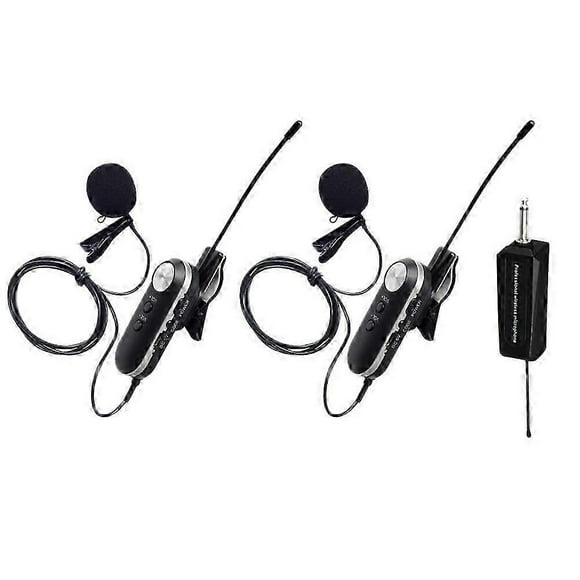 Wireless Lavalier Microphone System Dual Wireless Lapel Mic for DSLR Camera Podcast Vlog Interview