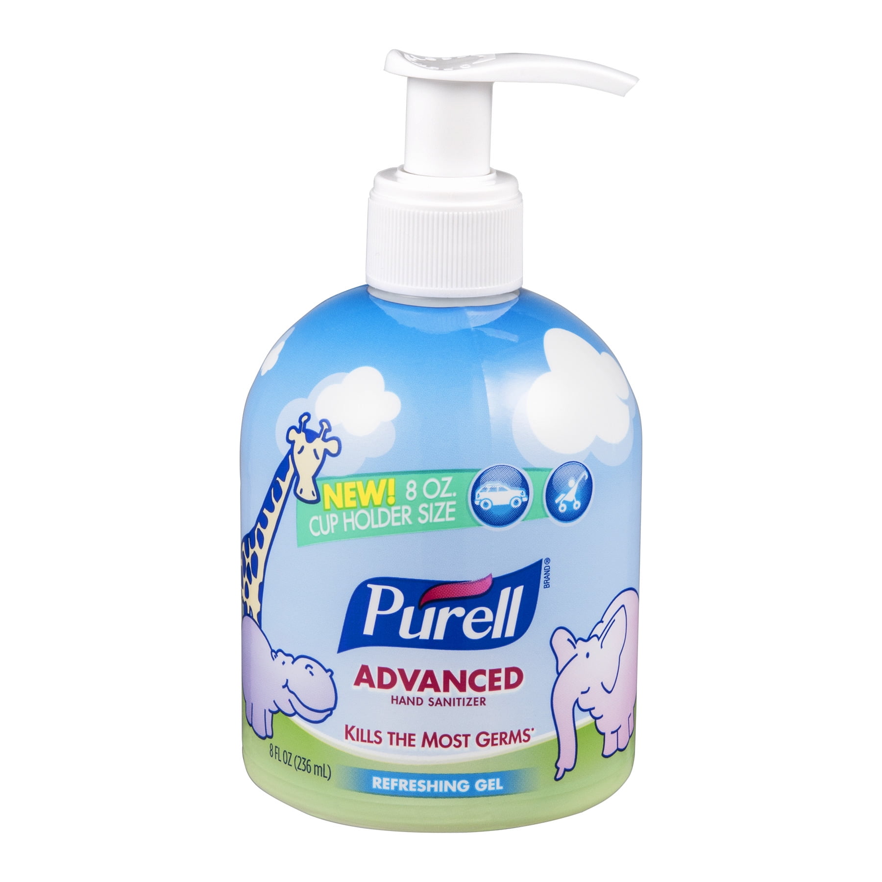 Purell Advanced Hand Sanitizer Refreshing Gel Baby Graphics Cup Holder Size Bottle, 8.0 fl oz