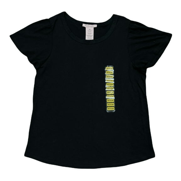 Philosophy Women's Flutter Sleeve Raw Edge Detail Scoop Neck Shirt (Black, L)