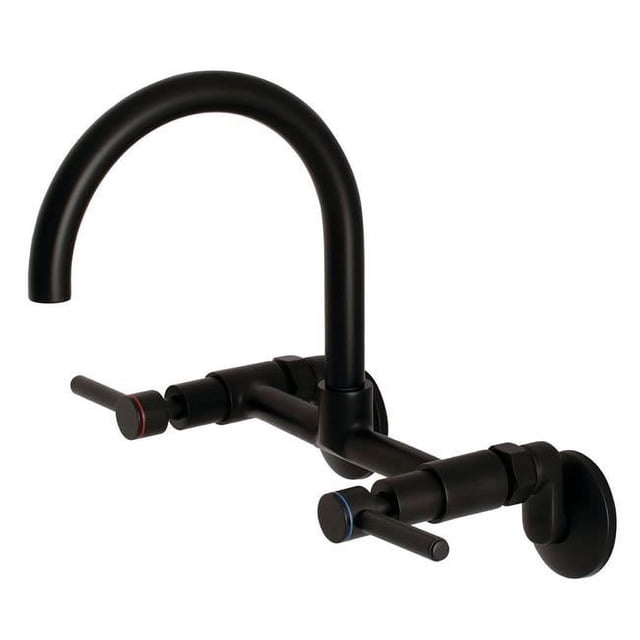 Kingston Brass KS814MB Robinet de Cuisine à Montage Mural Central Réglable 8 Po&44; Noir Mat