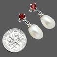 thumbnail image 2 of Natural Fresh Water Pearl Drop & Garnet 925 Silver Earrings Jewelry E-1062 AGE1022_B, 2 of 6
