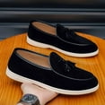thumbnail image 4 of Men's Casual Loafers Slip On Leather Shoes Comfortable Lightweight Driving Shoes Male Moccasins Classic Penny Loafer Flats Boat Shoes Outdoor Walking Shoes, 4 of 14