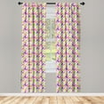 thumbnail image 3 of Ambesonne Natural Curtains, Botanic Leaf Pattern, Pair of 28"x84", Pink Purple Lime Green, 3 of 5