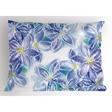 Ambesonne Blue Pillow Sham, Spring Bouquet, 26" X 20", Blue Yellow